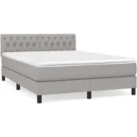 Syfax Boxspringbett mit Matratze Hellgrau 140x190 cm Stoff