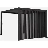 Sweeek - Pergola mit Lamellendach Triomphe 3x4m mit 3 vertikalen Lamellenwänden 100cm - Anthrazit
