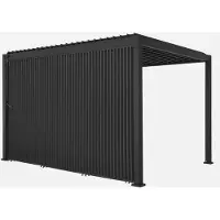 Sweeek - Pergola mit Lamellendach Triomphe 3x4m mit 3 vertikalen Lamellenwänden 130 cm - Anthrazit