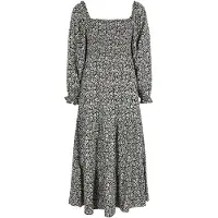 Apricot Midikleid "Midikleid" mit Smok und zierlichem Blumenmuster