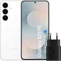 Samsung Galaxy S25 FE 128GB Weiß 5G + Ladegerät 25 Watt Schwarz