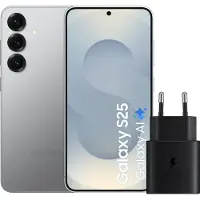 Samsung Galaxy S25 256GB Silber 5G + Ladegerät 25 Watt Schwarz