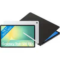 Samsung Galaxy Tab S10 FE Plus 13,1 Zoll 128GB Wi-Fi Silber + BlueBuilt Book Case Schwarz