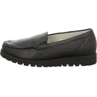 Lugina Waldläufer Hegli HIRSCH Damen Slipper in Schwarz, Größe 5