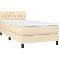 Syfax Boxspringbett mit Matratze Creme 90x190 cm Stoff