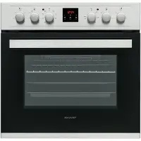 Sharp K-62D19IM0-EU Einbau Herdset 60 cm 69 L EEK A Glaskeramik Kochfeld 4 Kochzonen Bräterzone Heißluft Edelstahl Schwarz