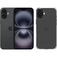 Apple iPhone 16 Plus 128GB Schwarz + BlueBuilt Protective Backcover Transparent