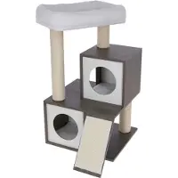 Kerbl FLAIR Katzenbaum – 48 x 44 x 86 cm – Weiß/Grau – Sisal