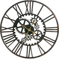 Beliani Wanduhr Schwarz Kunststoff Metall ø 60 cm Römische Ziffern Rund Klassischer Stil Modernes Design