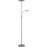 Brilliant LED Deckenfluter ROSANNA mit warmweißem Licht | Stehleuchte mit einstellbarem Lesearm und Drehdimmer in silber| Metall | 1,8m Höhe | 26W | 2500 Lumen | 3000 Kelvin