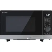 Sharp YC-PG204AE-S Mikrowelle mit Grill, Mikrowelle: 700W, Grill: 900W, 10 Leistungsstufen, silber