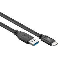 Goobay 73141, 3 m, USB A, USB C, USB 3.2 Gen 1 (3.1 Gen 1), 5 Gbit/s, Schwarz