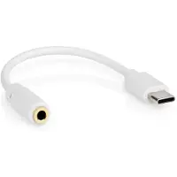 Nedis USB-C Adapter - USB 2.0 - USB-C Stecker - 3.5 mm Buchse - 0.10 m - Rund - Vernickelt - PVC - Weiss - Box