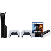 Sony PS5 Slim mit Laufwerk + Black Ops 7 + Schwarze Cover + Zusätzlicher Controller Weiß + Ladestation