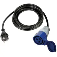 Perel -Adapterkabel von Schuko-Stecker auf CEE-Stecker – 3 m – IP44 – Gummi
