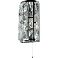 Licht-Erlebnisse Wandleuchte mit Schalter Metall Glas H: 27 cm Chrom E14 2-flammig Art Déco Wandlampe