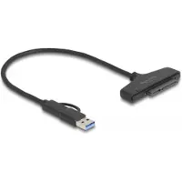 DeLOCK USB zu SATA 6 Gb/s Konverter mit USB Type-C oder USB Typ-A Anschluss, 0,3 m, SATA III, SATA 22-pin, USB Type-C (USB 3.2 Gen 1), Männlich/Weiblich, Schwarz