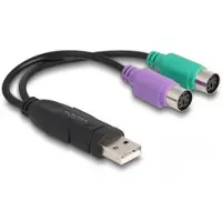 DeLOCK USB zu PS/2 Adapter, 0,17 m, 2x 6-p Mini-DIN, USB A, Weiblich, Männlich, Schwarz, Grün, Violett