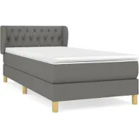 Syfax Boxspringbett mit Matratze Dunkelgrau 90x200 cm Stoff