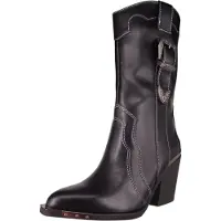 Buffalo Damen Elegante Stiefel West Bootie Buckle 1221052 Schwarz