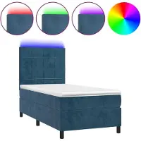 Syfax Boxspringbett mit Matratze & LED Dunkelblau 80x200 cm Samt