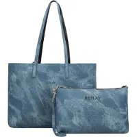 Replay Shopper Schultertasche Shoulder Bag Blue Denim + Black blau schwarz