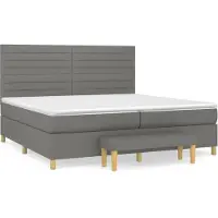 Syfax Boxspringbett mit Matratze Dunkelgrau 200x200 cm Stoff