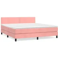 Syfax Boxspringbett mit Matratze Rosa 160x200 cm Samt