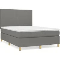 Syfax Boxspringbett mit Matratze Dunkelgrau 140x190 cm Stoff