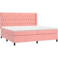 Syfax Boxspringbett mit Matratze Rosa 200x200 cm Samt