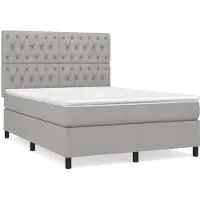 Syfax Boxspringbett mit Matratze Hellgrau 140x200 cm Stoff