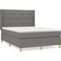 Syfax Boxspringbett mit Matratze Dunkelgrau 140x190 cm Stoff