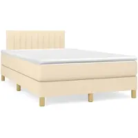 Syfax Boxspringbett mit Matratze Creme 120x200 cm Stoff