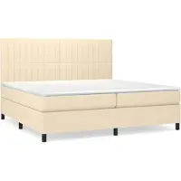 Syfax Boxspringbett mit Matratze Creme 200x200 cm Stoff