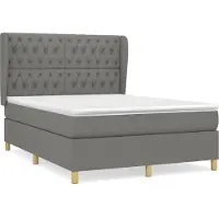 Syfax Boxspringbett mit Matratze Dunkelgrau 140x190 cm Stoff