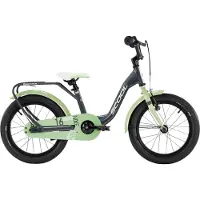 S'Cool Kinderfahrrad "SCOOL niXe 16-1S - Dark Grey/Pastel Green" 1 Gang ohne Schaltung Stützräder montierbar