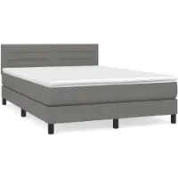 Syfax Boxspringbett mit Matratze Dunkelgrau 140x200 cm Stoff