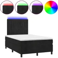 Syfax Boxspringbett mit Matratze & LED Schwarz 120x200 cm Samt