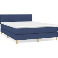 Syfax Boxspringbett mit Matratze Blau 140x190 cm Stoff