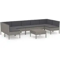 vidaXL 8-tlg Garten-Lounge-Set mit Auflagen Poly Rattan Grau Modell 20