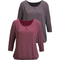 Vivance Rundhalsshirt "mit goldfarbenem Zierknopf am Ausschnitt" 2er-Pack, aus weichem Viskose-Stretch