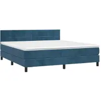 Syfax Boxspringbett mit Matratze Dunkelblau 180x200 cm Samt