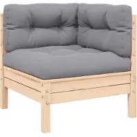 vidaXL Garten-Ecksofa mit Kissen in Grau Massivholz Kiefer
