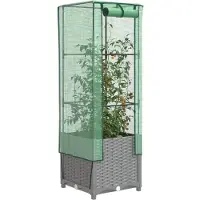 vidaXL Hochbeet mit Gewächshaus-Aufsatz Rattan-Optik 40x40x139 cm