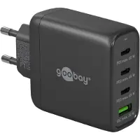 Goobay 68 W USB-C PD GaN Multiport-Schnellladegerät schwarz, 3x USB-C-Anschlüsse (Power Delivery) und 1x USB-A-Anschluss (Quick Charge)