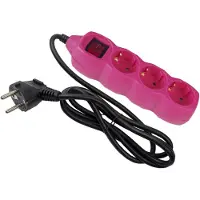 Entac Steckdosenleiste 3fach 1,5m Schalter pink