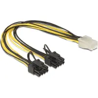 DeLOCK 83433, 0,3 m, PCI-E (6+2 pin), PCI-E (6-pin), Männlich, Weiblich, Schwarz, Weiß, Gelb