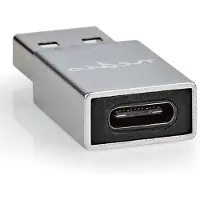 Nedis USB-A Adapter - USB 3.2 Gen 1 - USB-A Stecker - USB-C Buchse - 5 Gbps - Rund - Vernickelt - Silber - Verpackung mit Sichtfenster