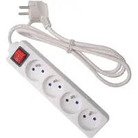 Perel 4-FACH-STECKDOSENLEISTE - MIT SCHALTER - KABEL: 3 m - STECKER-TYP E (FRANZÖSISCHES SYSTEM)