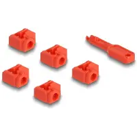 DeLOCK RJ45 Port Blocker Set für RJ45 Buchse 10 Stück, Schnittstellenblockierung + Schlüssel, RJ-45, Rot, Kunststoff, 11 Stück(e), Polybag